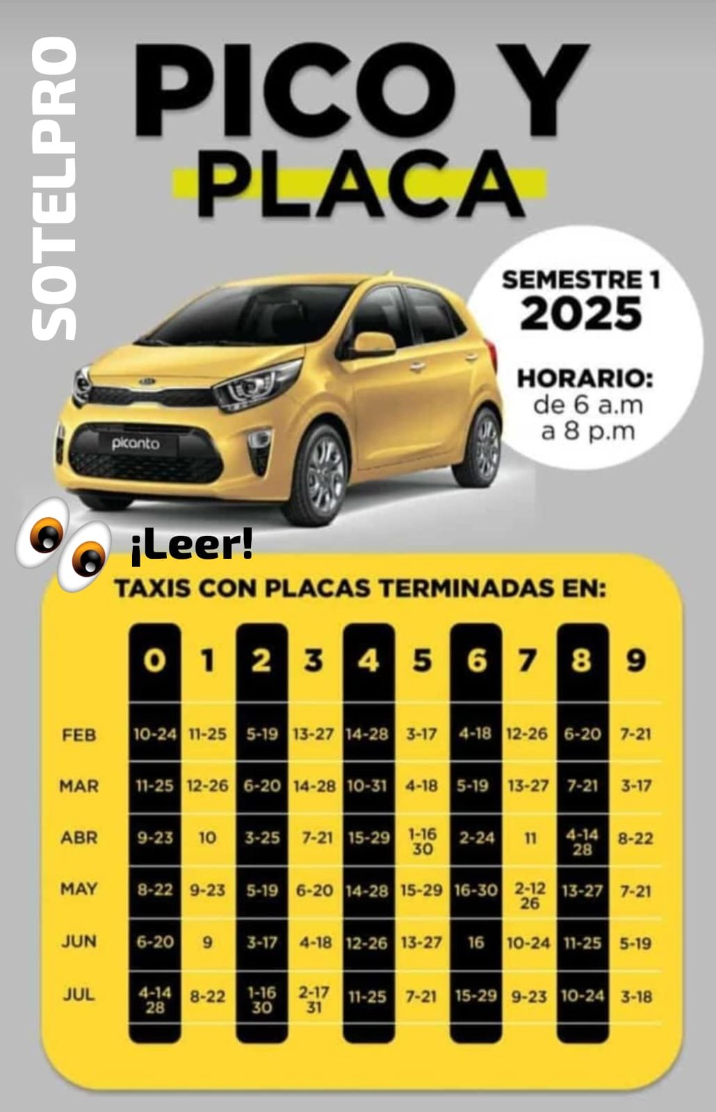 Pico y Placa taxis 2025